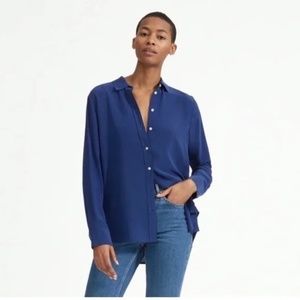 Everlane Silk Blue Button Down Blouse
